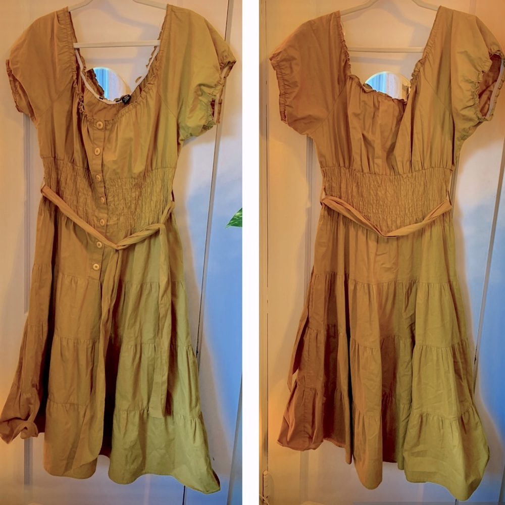 Boho Off The Shoulder Yellow Peasant Cotton Dress